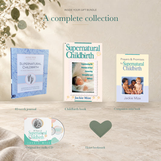 Individual contents of the Supernatural Childbirth gift bundle