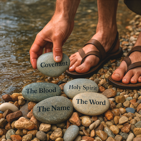Five Smooth Stones and Leather Pouch