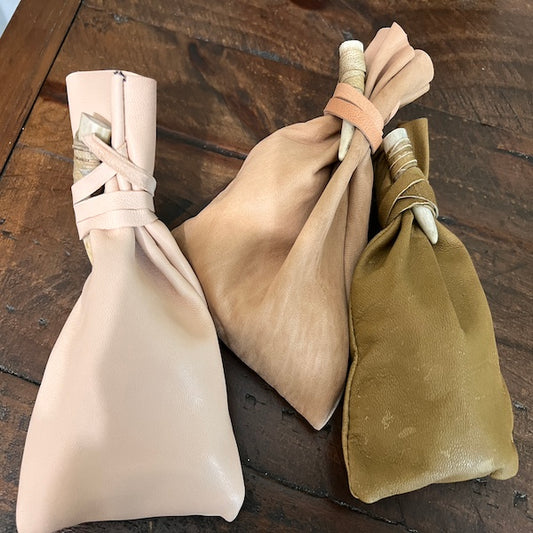 Five Smooth Stones and Leather Pouch