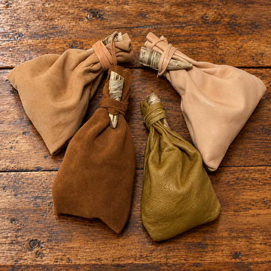 Five Smooth Stones and Leather Pouch
