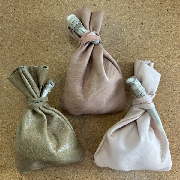 Five Smooth Stones and Leather Pouch