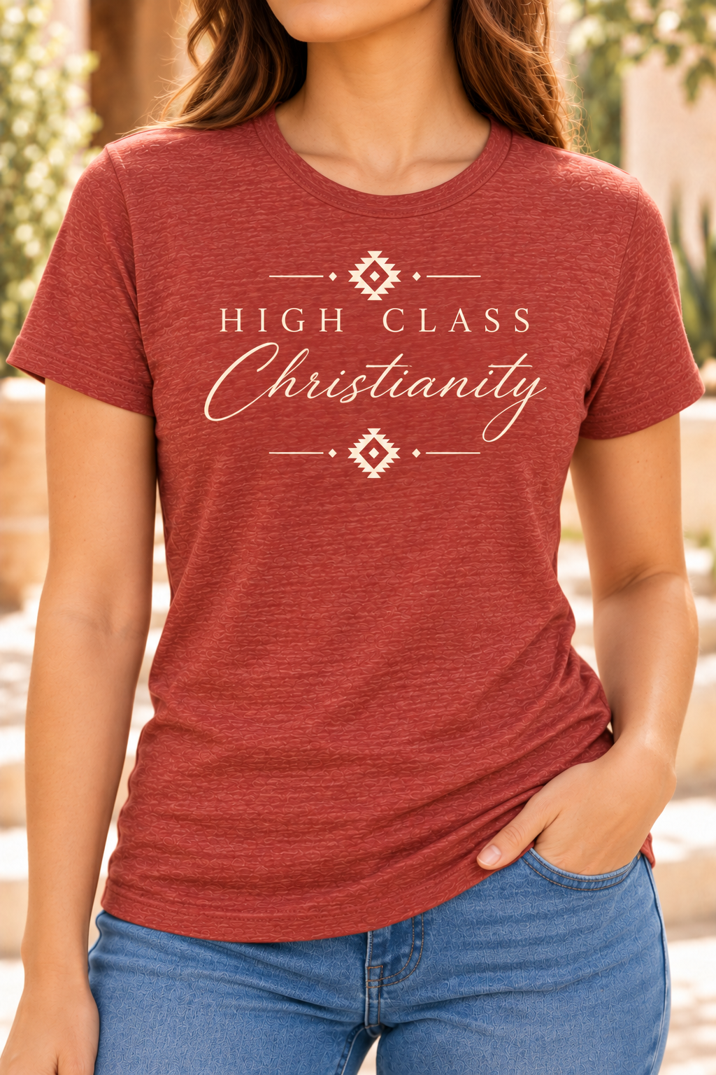T Shirt High Class -short sleeve, heathered brick