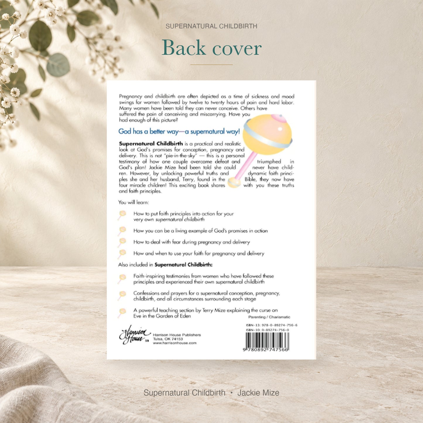 Supernatural Childbirth original publisher back cover with description and barcode