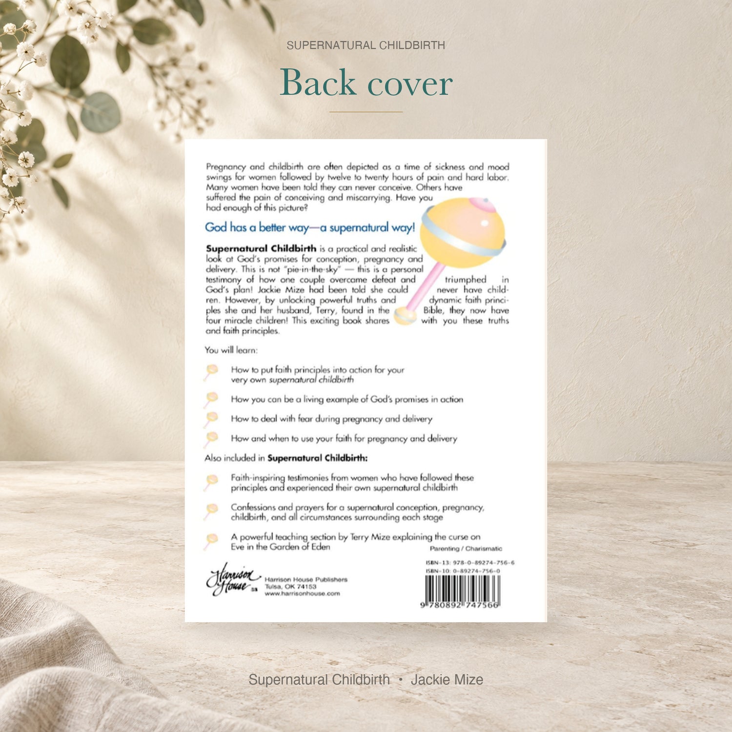 Supernatural Childbirth original publisher back cover with description and barcode